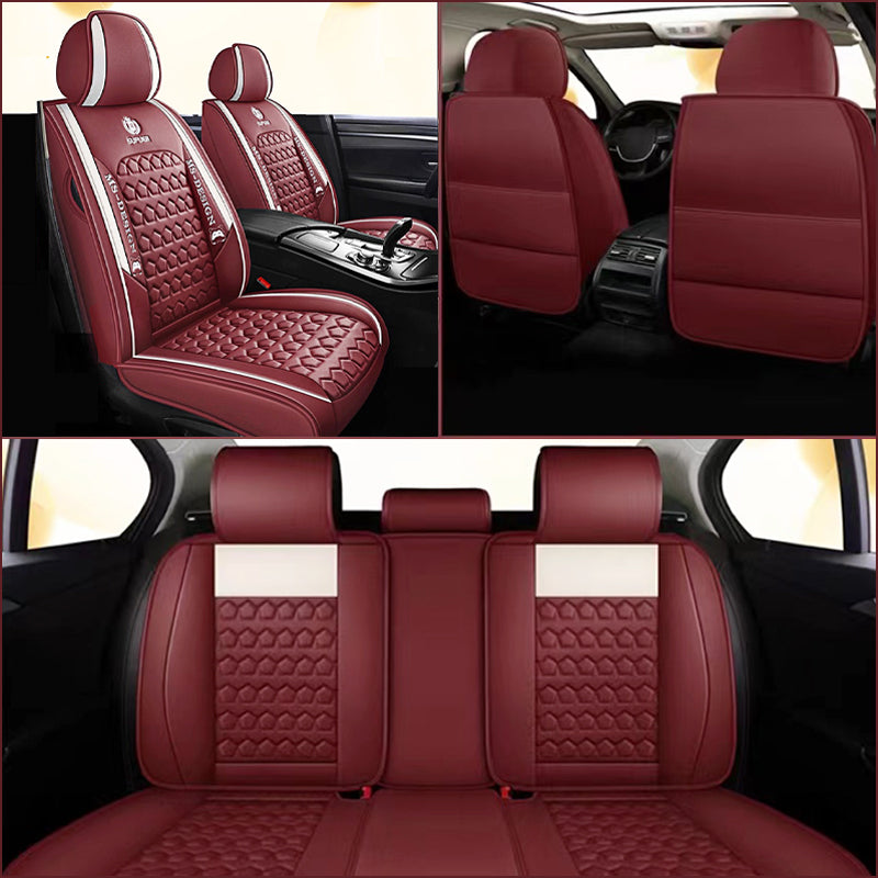 Star Pattern Car Seat Covers Universal Fit Full Set Faux Leather Cushion Covers