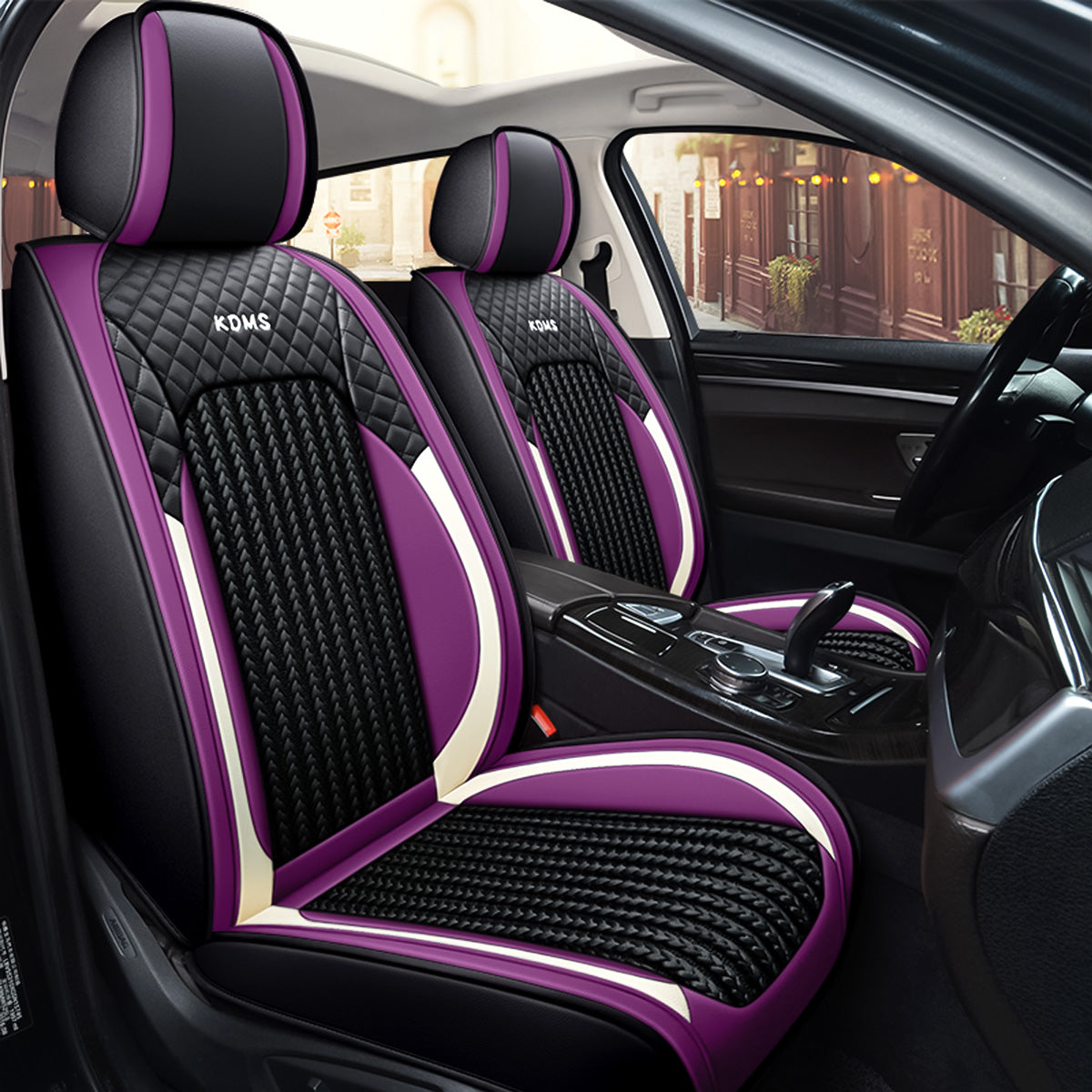 Faux Leather and Cooling Fabric Car Seat Covers Universal Fit Full Set Cushion Cover for Sedans SUV