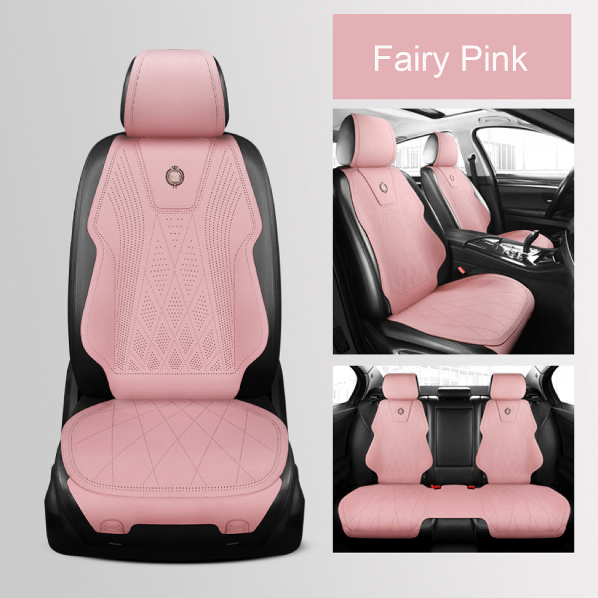 Microfiber Suede Car Seat Cover Full Set for 5-Seater Sedans SUV, Universal Fit, Pad Style