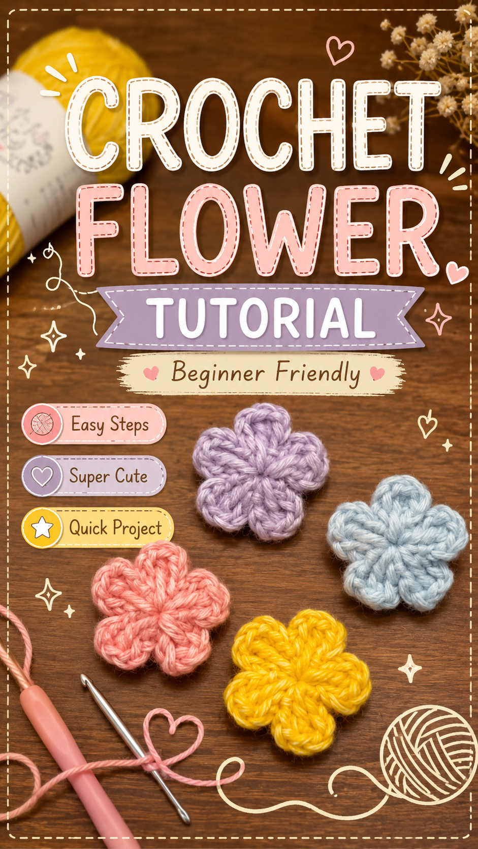 I Tried Making These Crochet Flowers and They Turned Out So Cute 🌸