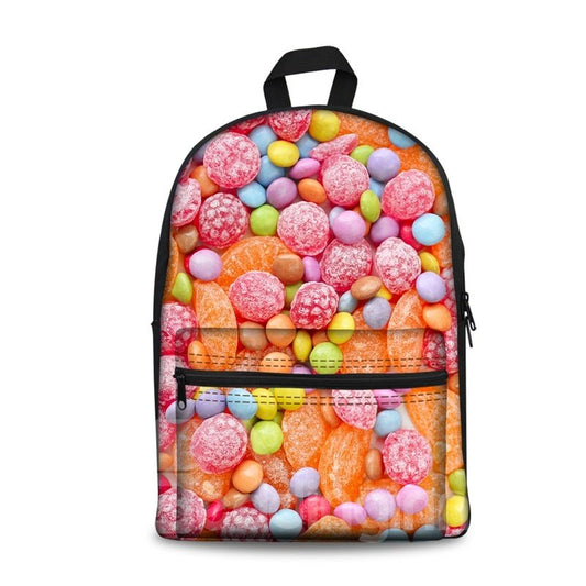 Neue Mode 3D Bunte Rosa Süße Zucker Rucksack Studenten Schule Campus Taschen