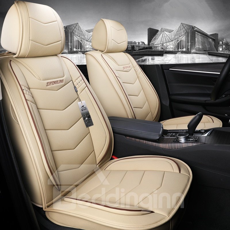 5-Seater Wear Resistant Durable Unfading Man-Made Leather Business Style Plain Pattern Truck/ Car Seat Cover