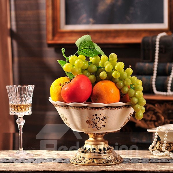 Decoración de escritorio de plato de fruta de cerámica de estilo europeo de lujo