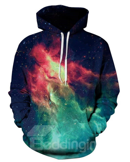 Beliebter langärmliger Kapuzenpullover mit Galaxy-Muster und 3D-Bemalung