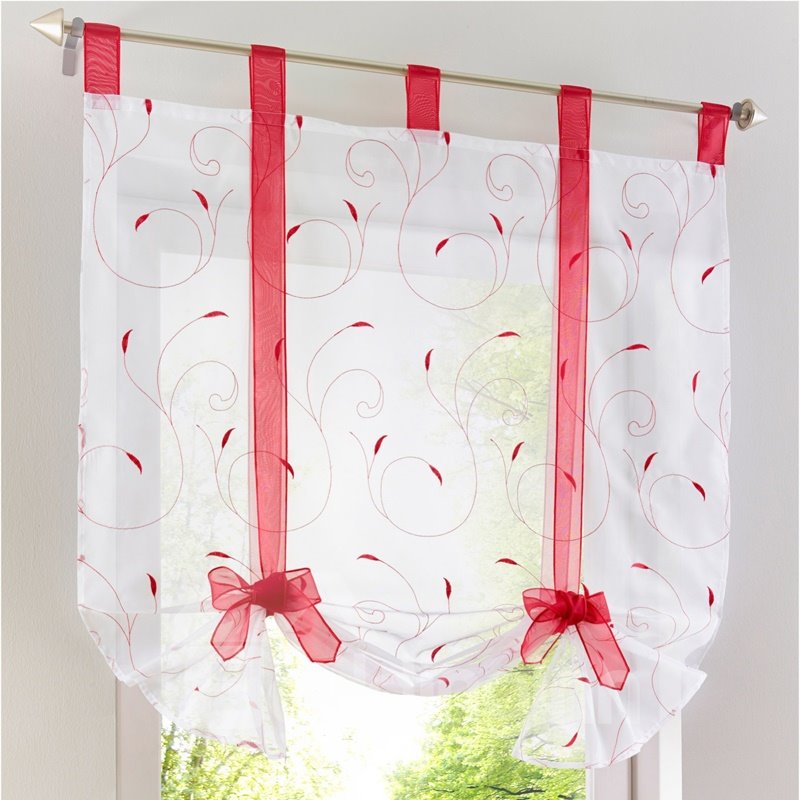 Printed-Line Shade Pastoral Style Window Decor for Kitchen