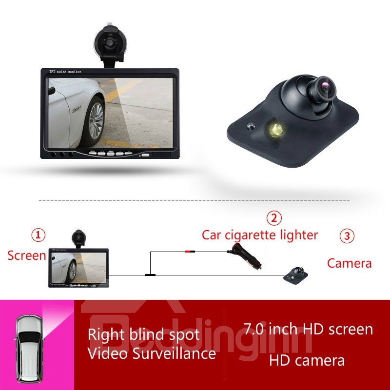 7-inch Car Display LED-sensing Car Camera Side-view Reversing Image System