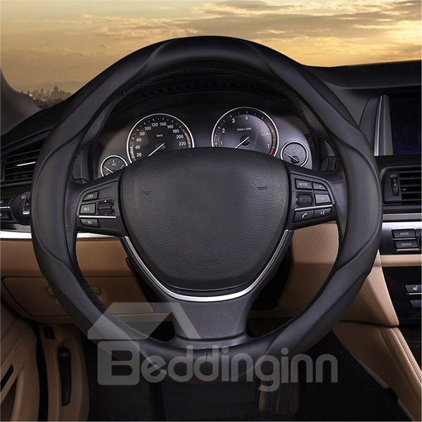 Three-Dimensional With Deep Lines Comfortable Leather Material Car Steering Wheel Cover Suitable for Most Round Steering Wheels