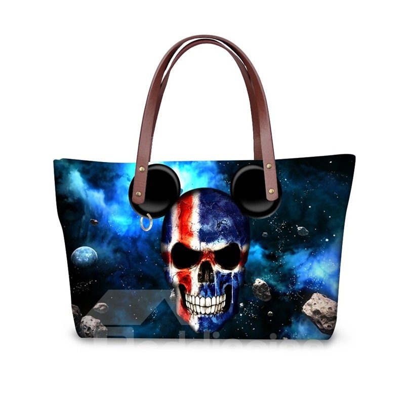 Micky Skull Galaxy Waterproof 3D Printed Shoulder Handbag
