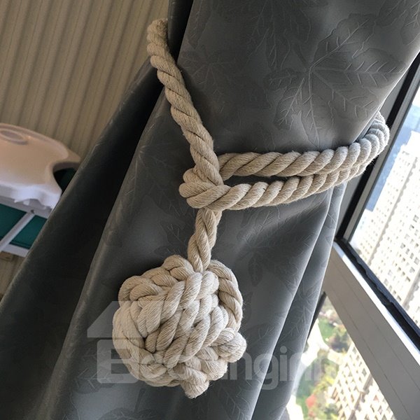 Dekorative Vorhang-Raffhalter aus reinem handgewebtem Baumwollseil, 1 Paar