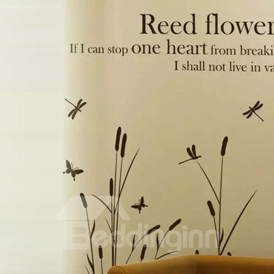 Pegatinas de pared removibles con diseño de libélula y caña de estilo campestre
