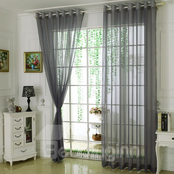Cortina transparente personalizada gris de color puro Comfort