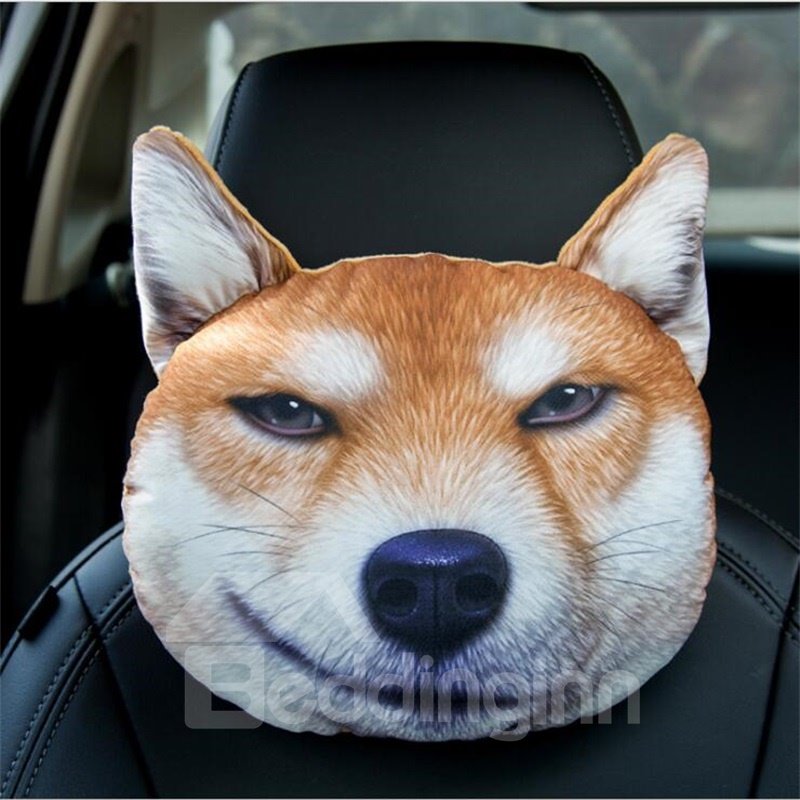 Almohada suave creativa del cuello del coche de la cara animal 3D