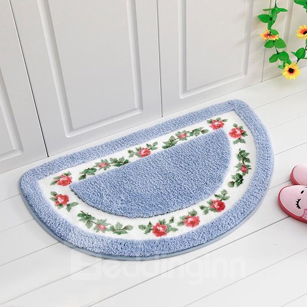 Edler halbrunder Badteppich mit anmutigem Rosenmuster