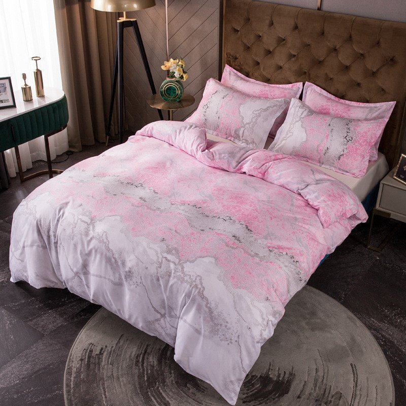 Gilt Marble Pattern 3-Piece Bedding Set/Duvet Cover Set with 2 Pillowcases Polyester