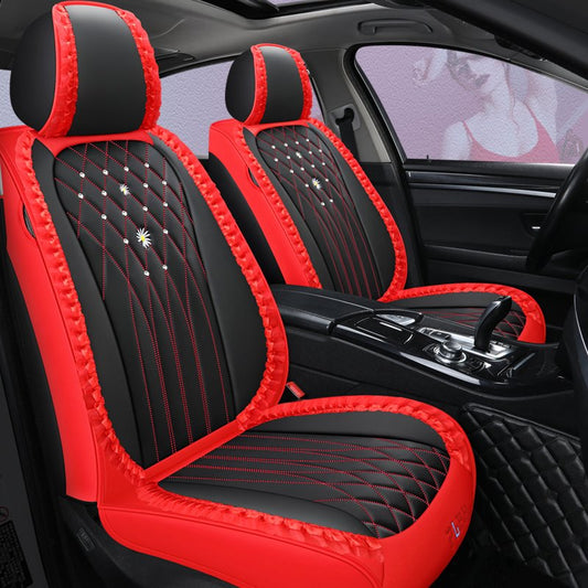 Stripe Leather Business Cotton Seat cover  5pcs Car Seat Covers Full Set with Waterproof Leather,Airbag Compatible Automotive Vehicle Cushion Cover Universal fit for Most Cars Sedan SUV and Pick-up