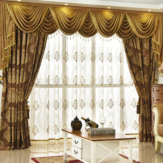 Luxurious and Delicate Embroidery Decorative Net Sheer Custom Window Curtains with Fancy and Durable Chiffon Material 30%Shading Rate for Good Ultraviolet-Proof Effect