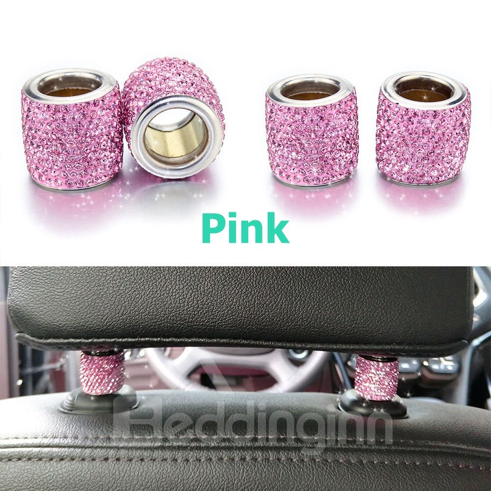 Decoración de soporte de almohada de coche con diamantes de imitación brillantes de 2 piezas 