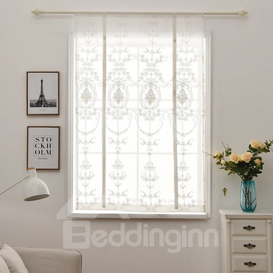 Pastoral Style White Embroidery Shade Curtain for Window Decor