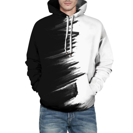 Sudadera con capucha creativa impresa en 3D para hombre, traje de pareja en blanco y negro, sudaderas con capucha unisex, sudadera holgada de manga larga a la moda, ropa deportiva 