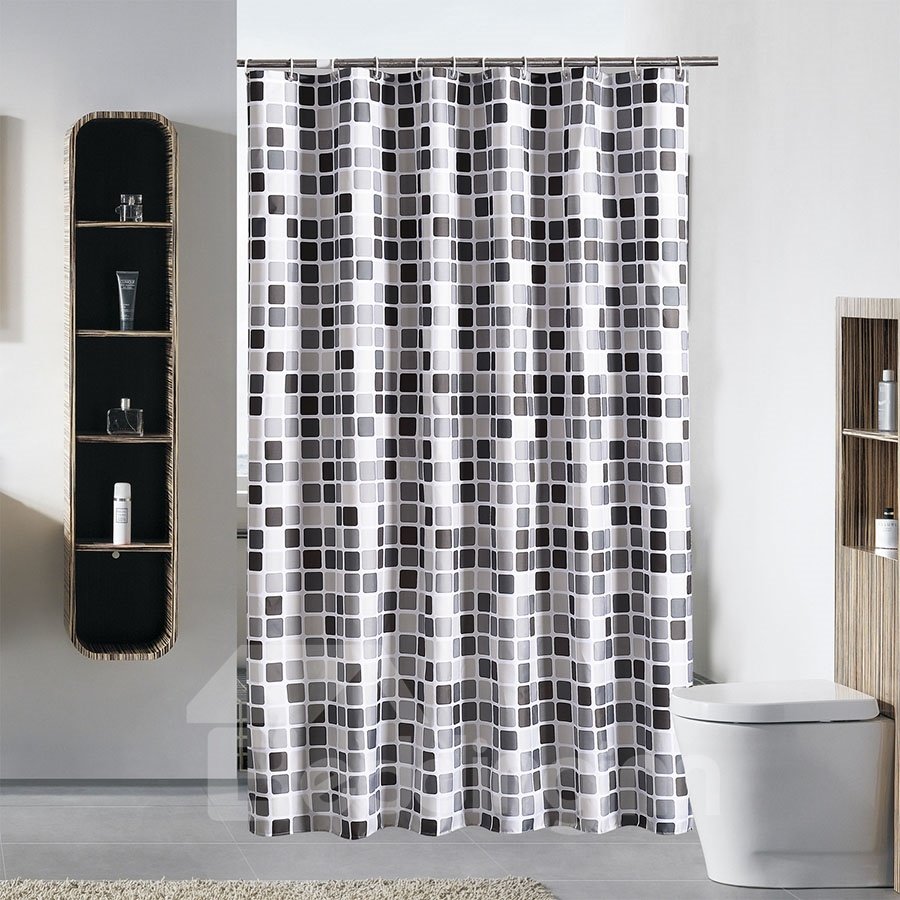 Cortinas de ducha de poliéster impermeables extragruesas con patrón de mosaico