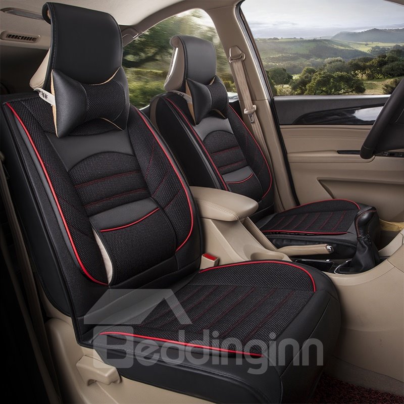 Fundas de asiento de coche delanteras con relleno de algodón para todas las estaciones, estilo Simple de cuero PU, para SUV, sedán y camión 