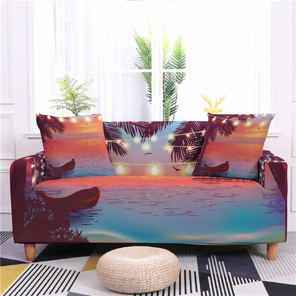 1/2/3/4 Seater Nautical Ocean Theme Sofa Slipcover Spandex Soft Couch Sofa Covers Washable Furniture Protector