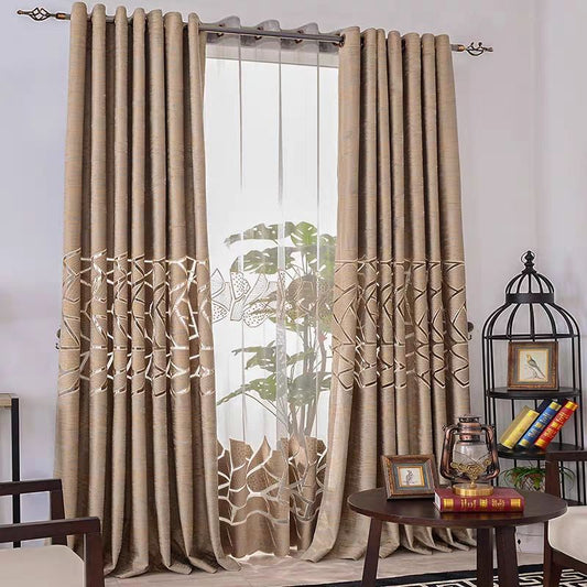 Chenille Blackout Curtains Coffee for Living Room Bedroom Darkening and Thermal Insulated Grommet Vintage Window Curtains Set of 2 Panels