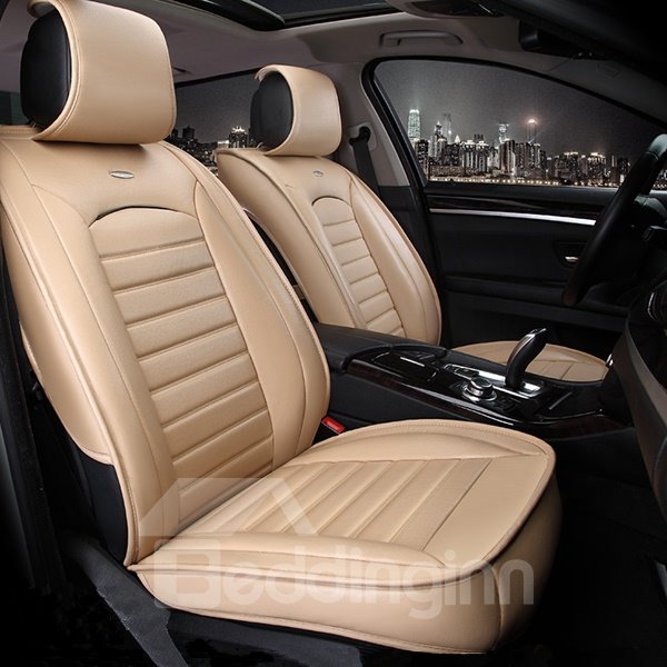 Car Seat Covers Full Set Waterproof Leather Auto Seat Covers Front & Rear Seat Covers with Airbag Compatible Universal Fit for Sedan Suv and Truck