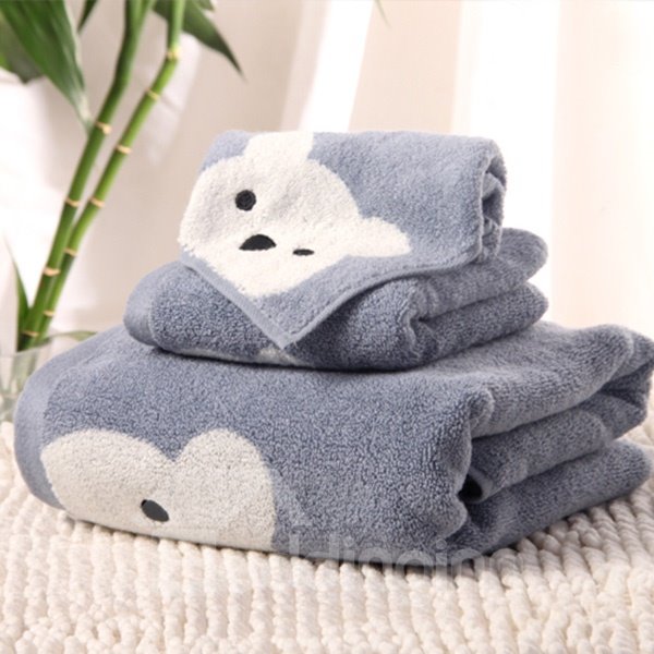 Cartoon Bear Soft 100% Cotton Bath Tower Set