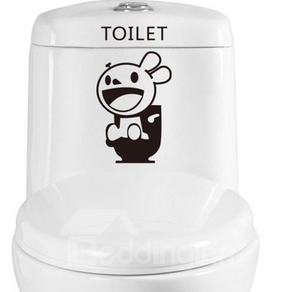 Etiquetas engomadas simples de la pared del retrete del conejo feliz para la decoración casera 