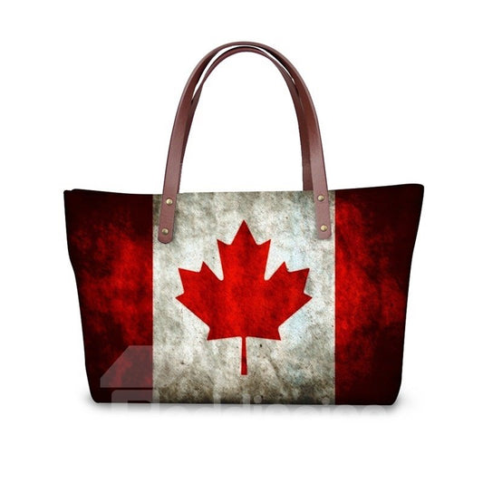 Kanadas Retro-Flagge, wasserdicht, robust, 3D-gedruckt, für Damen und Mädchen, Schultertaschen