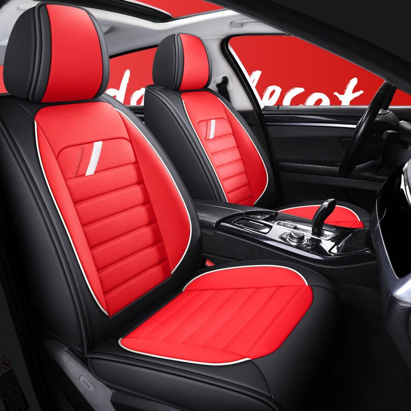 New Trend Sport Style 5-Sitzer-Sitzbezüge mit universeller Passform, hochwertiges, verschleißfestes und atmungsaktives Leder, kompatible Airbags, zuverlässig und rutschfest 