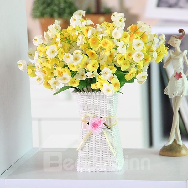 Bonitas flores artificiales decoración de mesa juegos de flores de campana