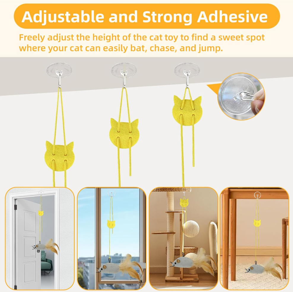 Tocirelo Hanging Cat Mouse Toy, Interactive Motion Activated Squeaky Mice
