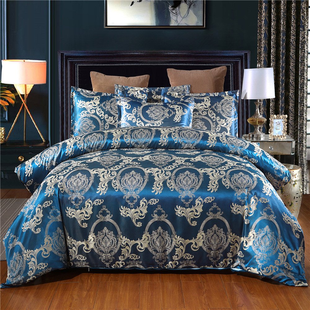 Jacquard Royal Style Reaktivdruck 3-teilige Polyester-Bettwäsche-Sets Bettbezüge