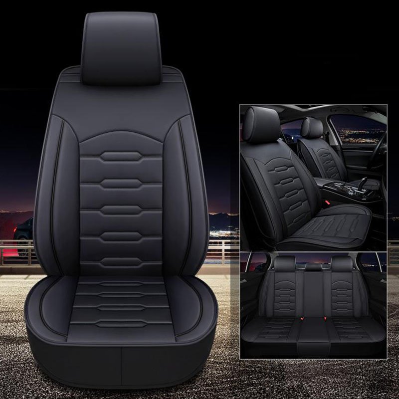 Leather Seat Covers Full Set Faux Leather Front Seat Covers and Back Seat Cover for Cars Universal Fit for Auto Truck Van and SUV