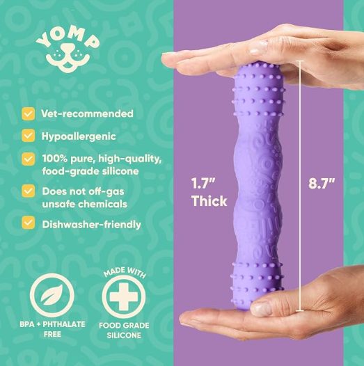 Yomp ToothBuddy Dog Dental Chew Toy – Teething and Chewing Toy for Puppies and Teething Dogs – Pet-Safe, Non-Toxic Silicone Dog Bone