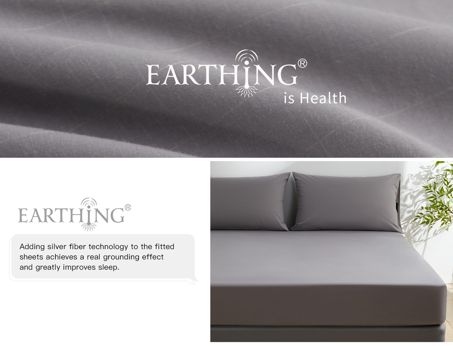 Grounding Fitted Sheet, 400 TC Cotton Conductive Sheet with Silver Fiber, Antimicrobial Healthy Bedding Set