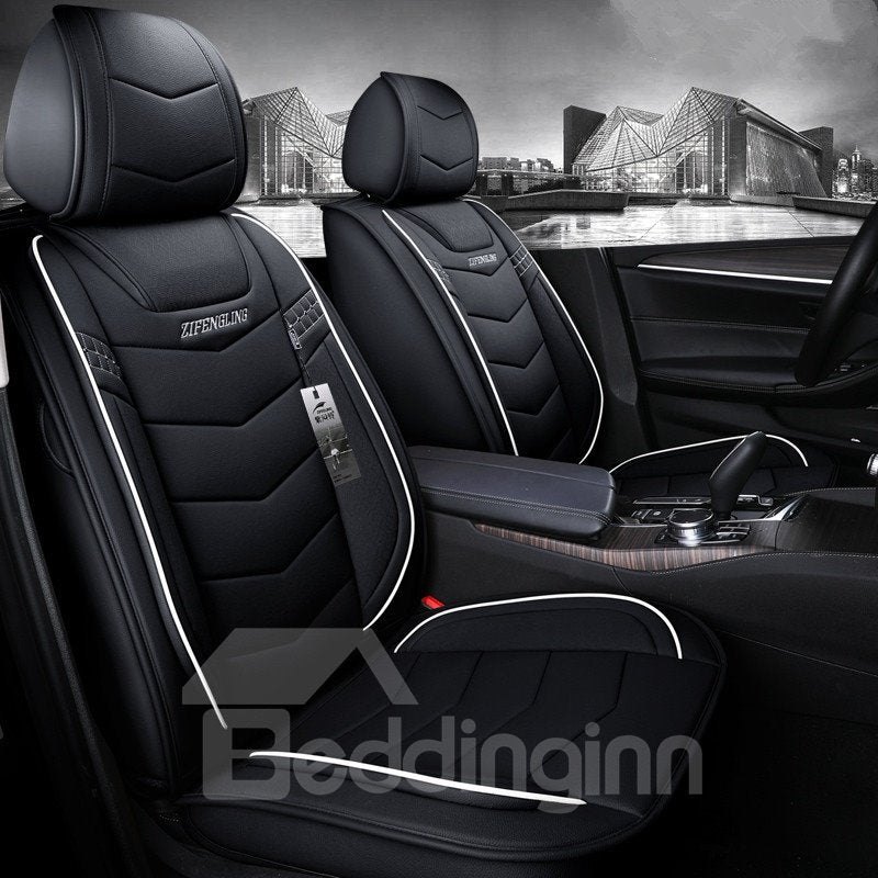 5-Seater Wear Resistant Durable Unfading Man-Made Leather Business Style Plain Pattern Truck/ Car Seat Cover