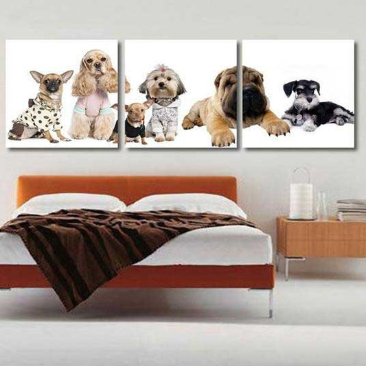 Los perros lindos de la nueva llegada imprimen impresiones del arte de la pared de la película cruzada de 3 piezas 