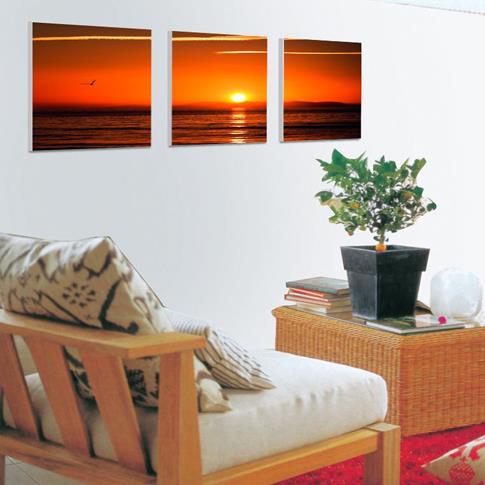 Nueva llegada, hermosa puesta de sol y paisaje marino, impresiones de arte de pared de película cruzada de 3 piezas 