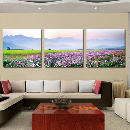 Nueva llegada, increíble mar de flores, impresiones de arte de pared de película cruzada de 3 piezas 