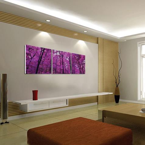 Nueva llegada, hermosos árboles púrpuras, impresiones de arte de pared de película cruzada de 3 piezas 