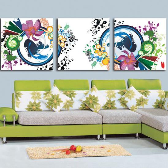 New Arrival Modern Style Beautiful Abstract Painting Print 3-piece Cross Film Wall Art Prints