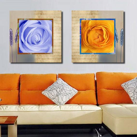 Nueva llegada, hermosas rosas, bordes Beige, impresión de 2 piezas, película cruzada, impresiones artísticas de pared 