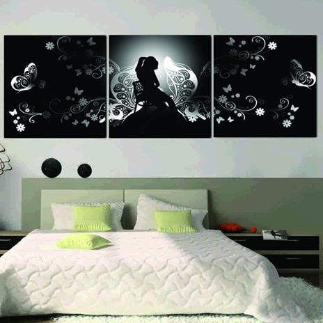 New Arrival Elegant Lady and Floral Patterns Print 3-piece Cross Film Wall Art Prints