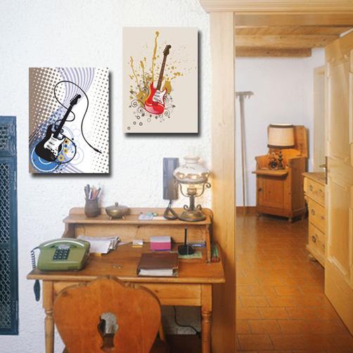 Nueva llegada Cool guitarra eléctrica impresión 2 piezas Cross Film Wall Art Prints