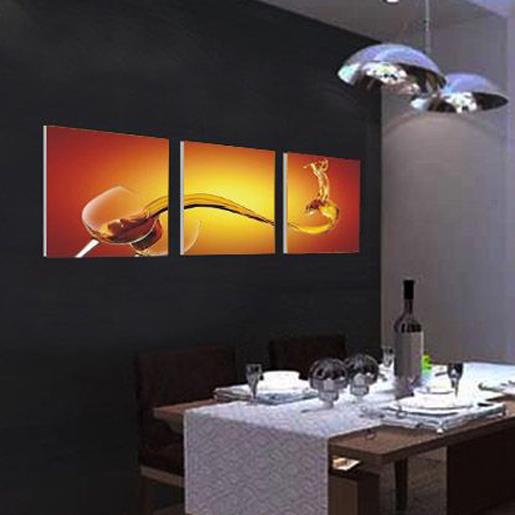 New Arrival Elegant Wine in Glass Print 3-piece Cross Film Wall Art Prints