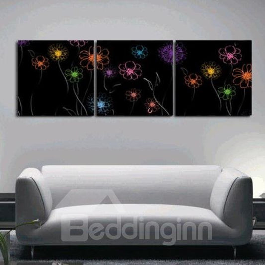 Nueva llegada, pequeñas flores coloridas encantadoras, impresiones de arte de pared de película cruzada de 3 piezas