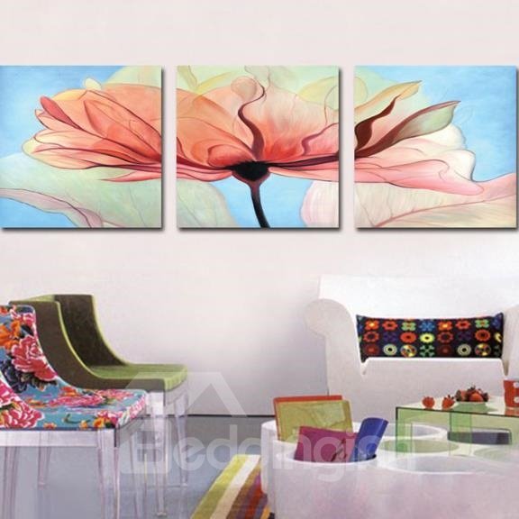 Nueva llegada, pintura de flores bastante rosa, impresión de 3 piezas, película cruzada, impresiones artísticas de pared 